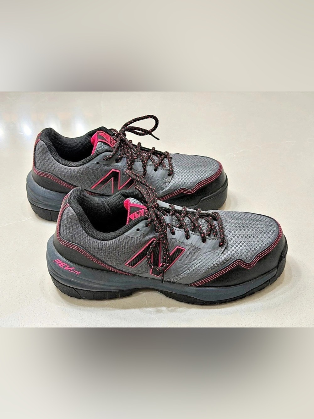 New Balance 589v1 Composite Safety Toe Work Shoes Black Pink Women's 8